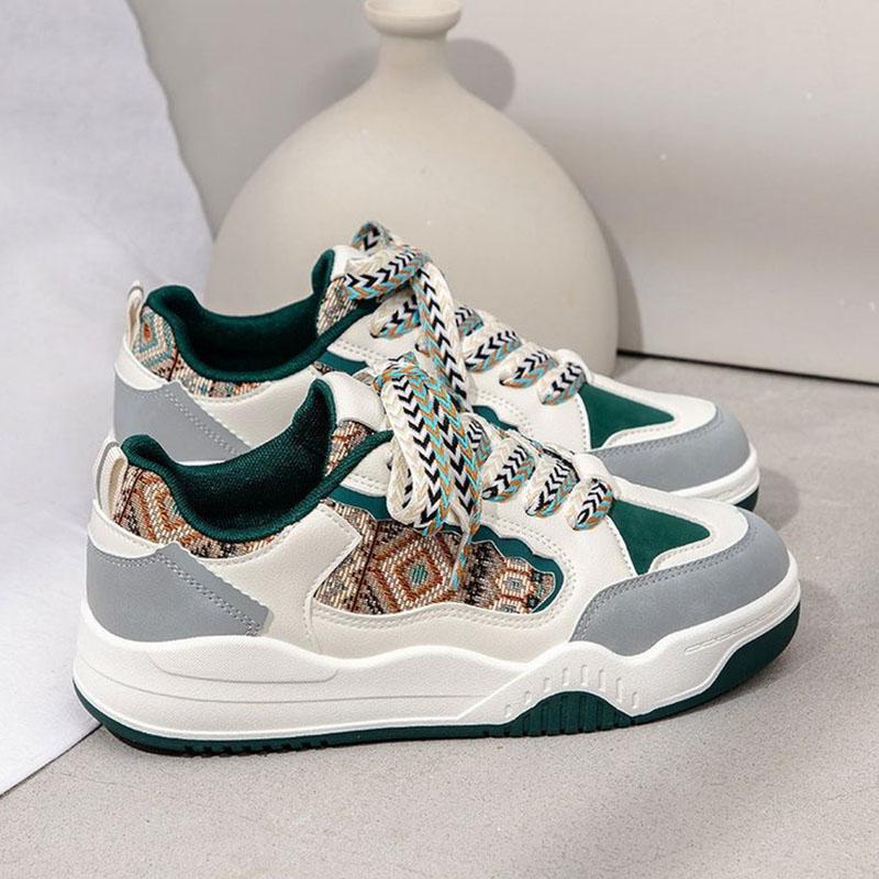 Trainer Damen Plateau Sneaker Vintage Stickerei Freizeitschuhe Mode Dicke Sohle Flatform Skate Schuhe Walking Laufschuhe