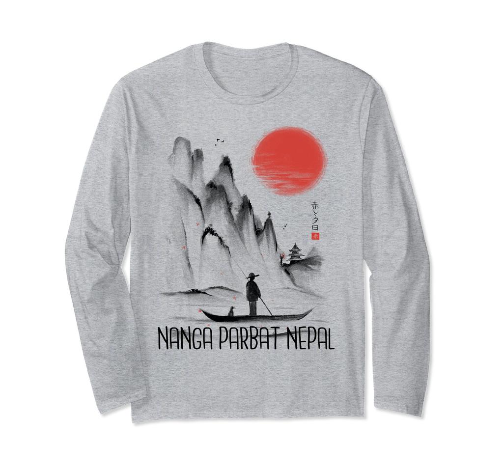 Mountain Nanga Parbat Japan Nature Hike Nepal Tourism Long Sleeve T-Shirt