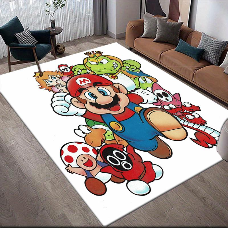 Mario Crayon Drawing Style Area Rug, Mario Fan Soft Carpet, Great Gift.chl
