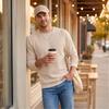 Men's Casual Long Sleeve Neck Pullover Top Color