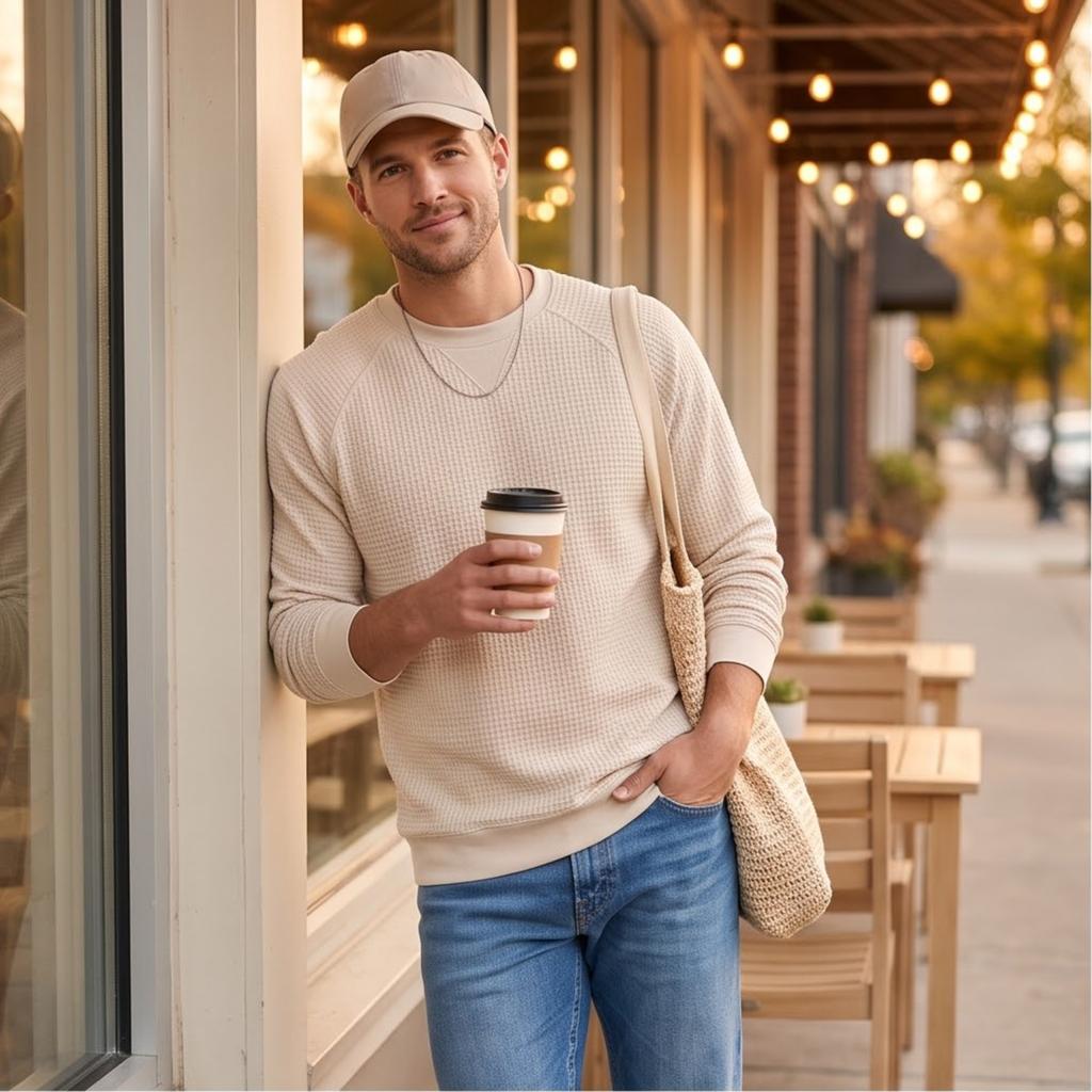 Men's Casual Long Sleeve Neck Pullover Top Color
