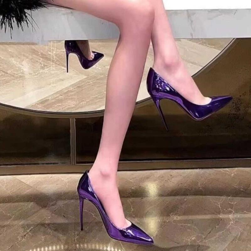 Women's Slim Heel Shoes Spring New Pointy Toe Shallow Mouth Slip-off Anti-slip Wear-resistant High Heels