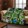 City Traffic Road Highway Runway Child Flannel Blanket Throw Blanket for Bedroom Living Room Bed Travel Camping Picnic Gift