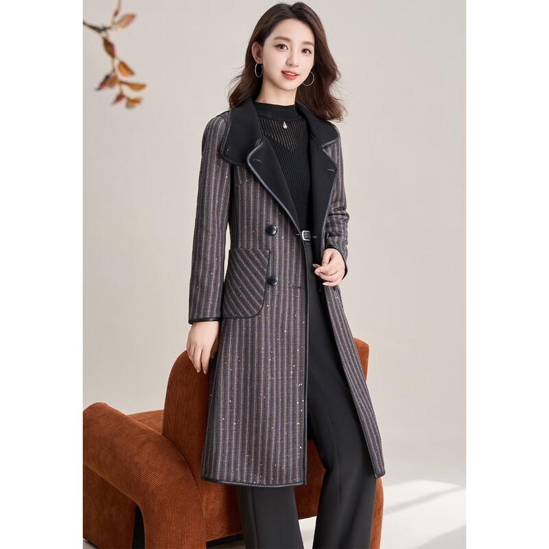 

Женское двустороннее пальто Kebel из смесовой шерсти в полоску 3XL