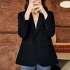 WTEMPO Office Ladies Large Size Solid Color V-neck Blazer Coats Women's Spring Autumn Long Sleeve Elegant Slim Button Coats