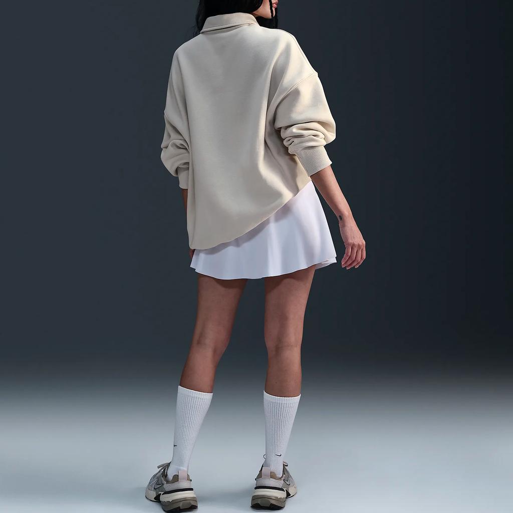 Nike Sportswear Phoenix Fleece Long Sleeve Polo Loose Sweatshirt Women Sweatshirt Light-Brown FZ3208-104