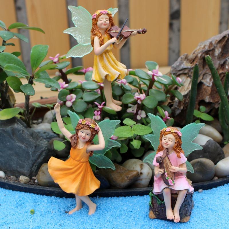 Luminous Band Flower Fairy Plugin Creative Resin Handicrafts Garden Decoration and Landscaping Fairy Ornaments
