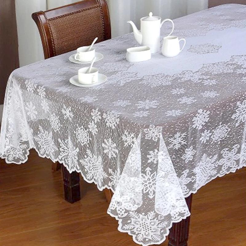 1 Stück Weihnachtsessen Party Vintage Tischdecke Tischdecke Polyester Heimdeko Schneeflockenspitze Weihnachten