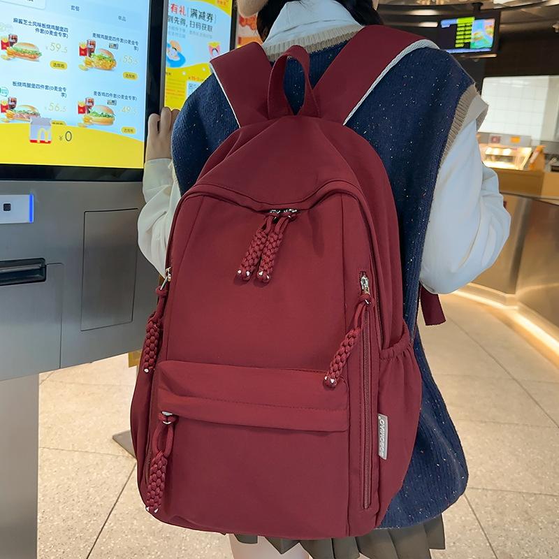 School Bag Children Primary School Students Burgundy Girls Junior High School Students Backpack College Students Backpack