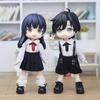 Obitsu 11 OB11 Size Outfit for 11cm Obitsu Doll Body, School Uniform Outfit, Long Sleeve Shirt with Ribbon, Skirt, and Suspenders (Boys)