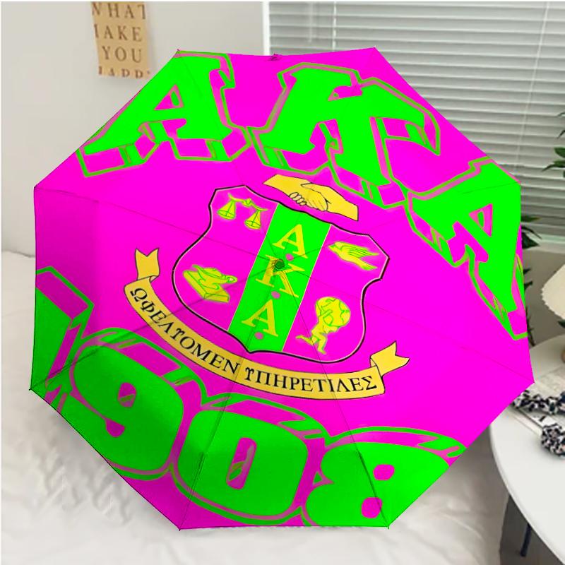 AKA logo2 Print Automatic Umbrella, 8 Rib Iron Frame, Plastic Handle, Suitable for Outdoor Travel &Daily , Ideal Gift