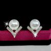 Elegant Pearl & Diamond Stud Earrings - Ode to Joy Liu Tao Style