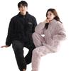 Winter Couple Pajamas Women'S Three-Layer Padded Cotton Thickened And Velvet Winter New Warm Men'S And Women'S Zipper Loungewear Set