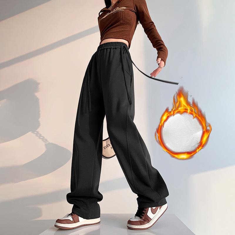 New American Sports Pants In Autumn, Loose Straight Slimming Wide-leg Banana Pants, Versatile High-waist Casual Pants for Women