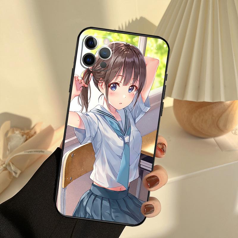 Anime Girl Cartoon Japan Cute Phone Case For iPhone 14 16 15 11 12 13 17 Pro Max 13 Mini 15 16 Plus 16e 17 Air Cover Funda