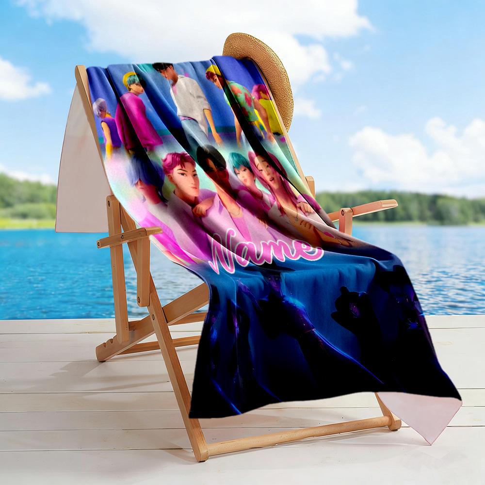 Vibrant Fashion Show Customize Your Name Beach Towel Super Soft Microfiber Quickdry Fabric