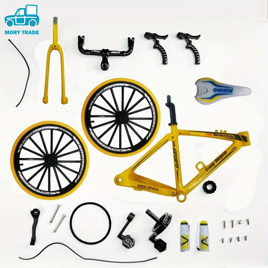 MORYTRADE Bicycle Toy Road Bike Model Diecast Car Road Racer Assembly Type Yellow