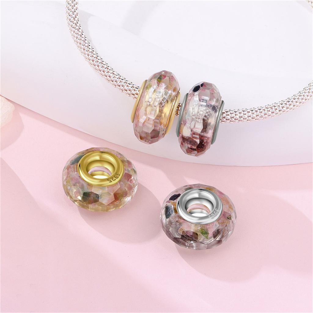 Copper Golden Colorful Glass Charms Beads Pendant For Original Bracelet Woman Girl Jewelry