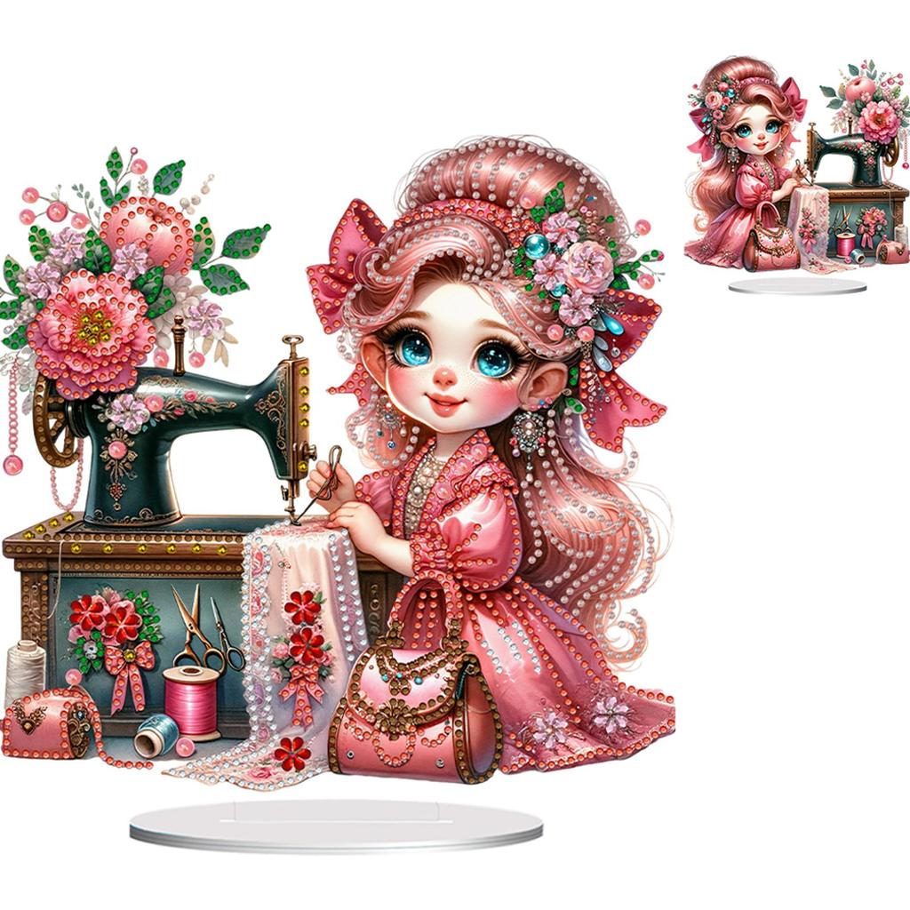 2D Flachdruck Mädchen DIY Doppelseitig Bedruckt Einseitig Bohrer Diamantmalerei Schreibtischdekorationen für Zuhause Büro Schreibtischdekor