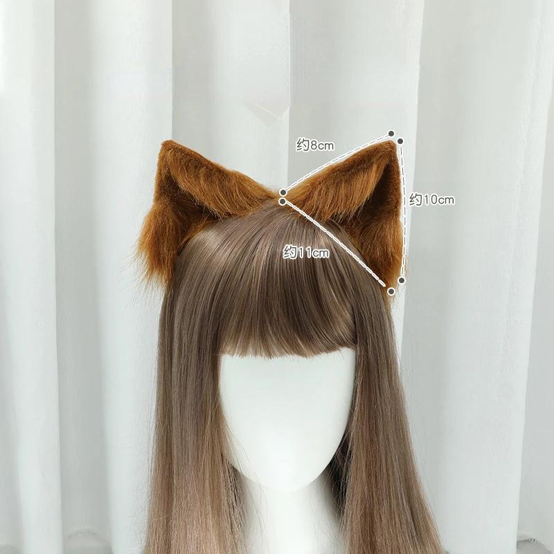 New Gothic Plush Fox Cat Ears Headband Artificial Cute Wolf Ear Hair Band Cosplay Hair Accessories Halloween Party Headwear
