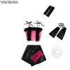 Girls Hip Hop Shiny Crop Top Pants Kids K-pop Jazz Shorts Dance Culottes Clothes Sets Children Streetwear Girl Group Costume