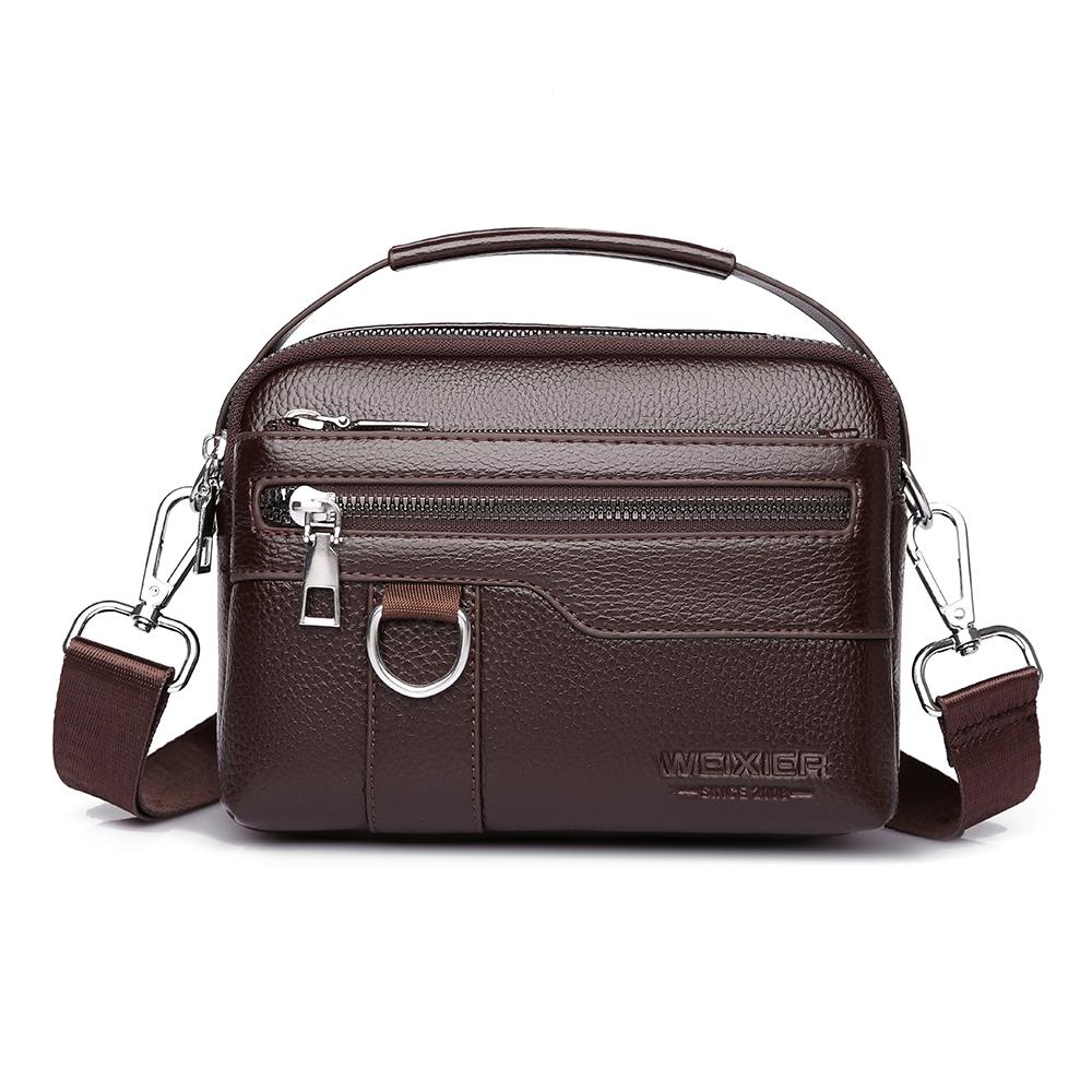 

WEIXIER Men s Leather Messenger Bag Waterproof Crossbody Shoulder Bag Briefcase Satchel Travel Work Bag коричневый
