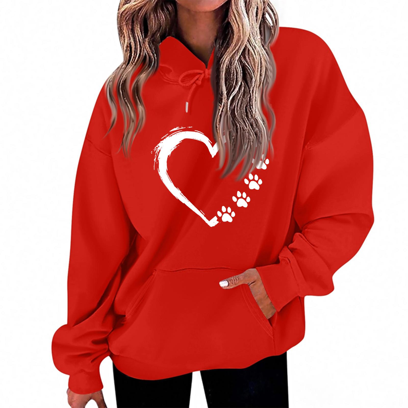 

Women s Loose Comfortable Casual Fashion Character Printed Hooded Long Sleeve Sweatshirt M Кіновар
