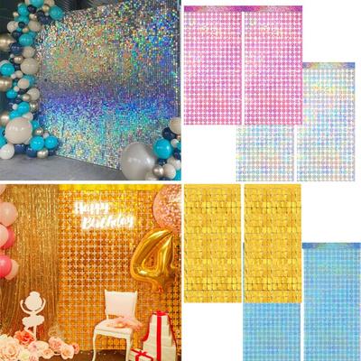 1-3 Stück Quadratischer Glitzer-Vorhang-Hintergrund Gold Silber Pink Schimmernde Wanddekoration Geburtstag Hochzeit Babyparty Party Foto Hintergrund