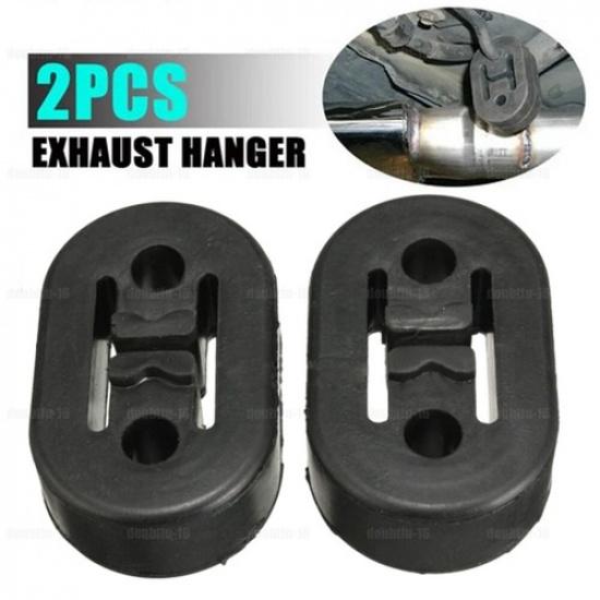 2pcs Black Car Exhaust Rubber Heavy Duty Pipe Retainer Fixer Hanger Accessories