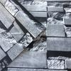 Slate Stone Brick Effect Washable Vinyl PVC Wall Paper Living Room Background Wallcovering Wallpaper Black Grey Stacked Brick