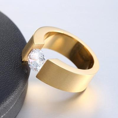 Mode Edelstahl Ringe Für Männer Frauen Luxus Große Runde Kristall Zirkon Ringe Hochzeit Engagement Schmuck Zubehör Geschenke