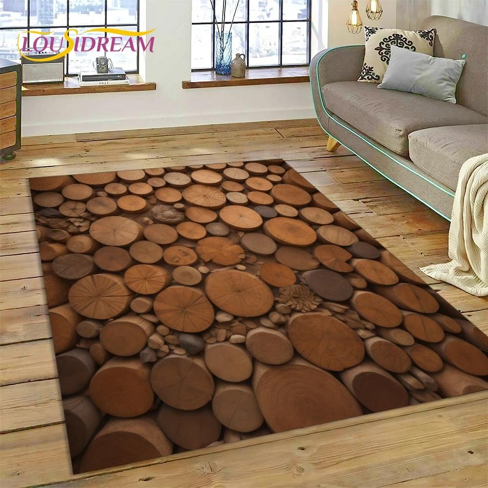Color 3D Wood Grain Lines Rug Carpet for Living Room Bedroom Home Decor,Floor Mat Non-slip Decoration for Sofa Doormat Kid Gift