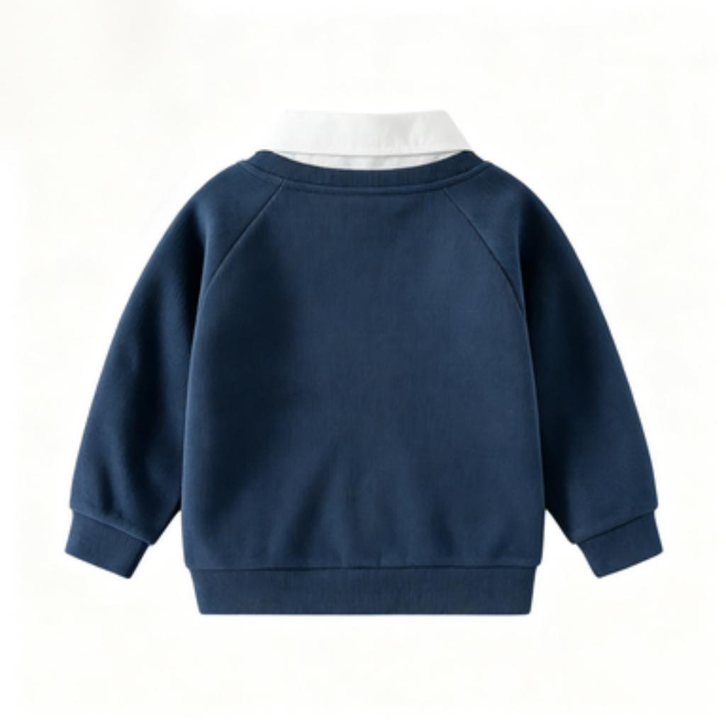 Boys Soft Faux Two-Layer Cardigan Jacket - Hoodless Open Front Coat for Spring and Fall