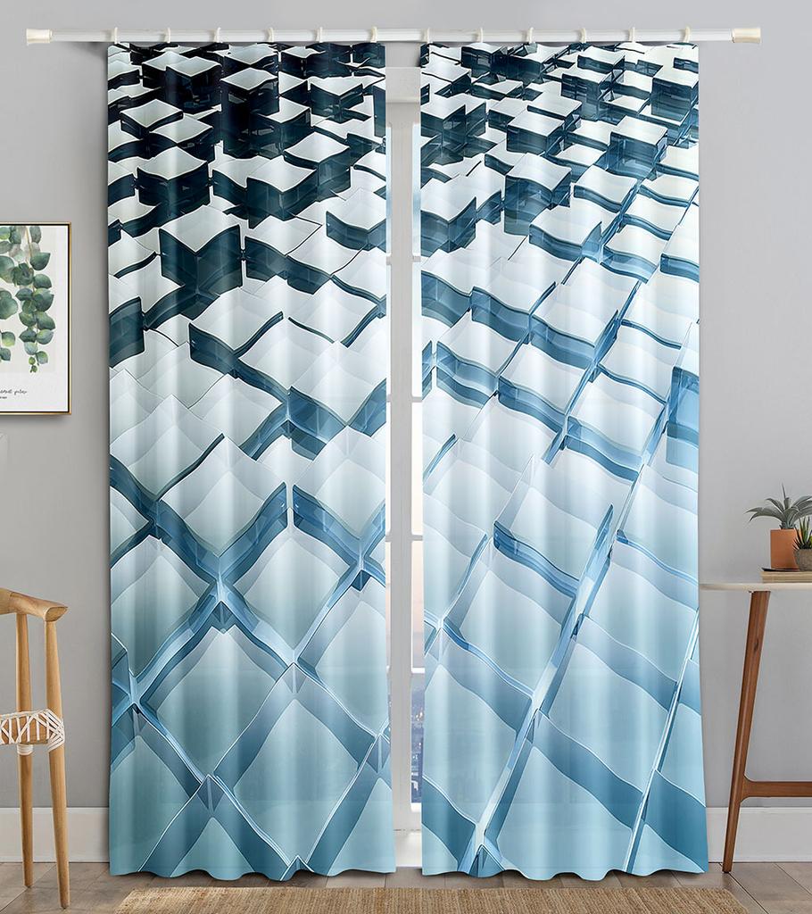 2pcs Marble Pattern Curtains Hook Valance Curtain Blinds Window Treatment For Kitchen Cafe Living Room Bedroom Home Decor Drapes