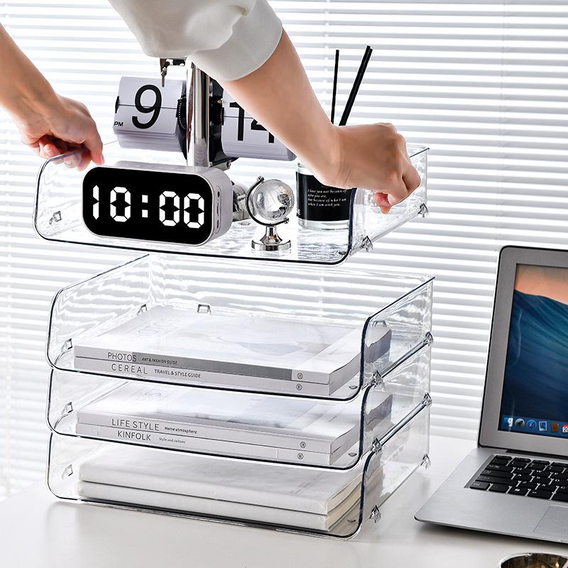 Transparent Desktop File Organizer and Document Storage Rack