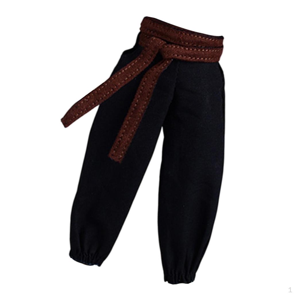 1/12 Male Doll Pants with Belt Casual Dress Up Loose Trousers Mini Long Pant for 6 Inch Action