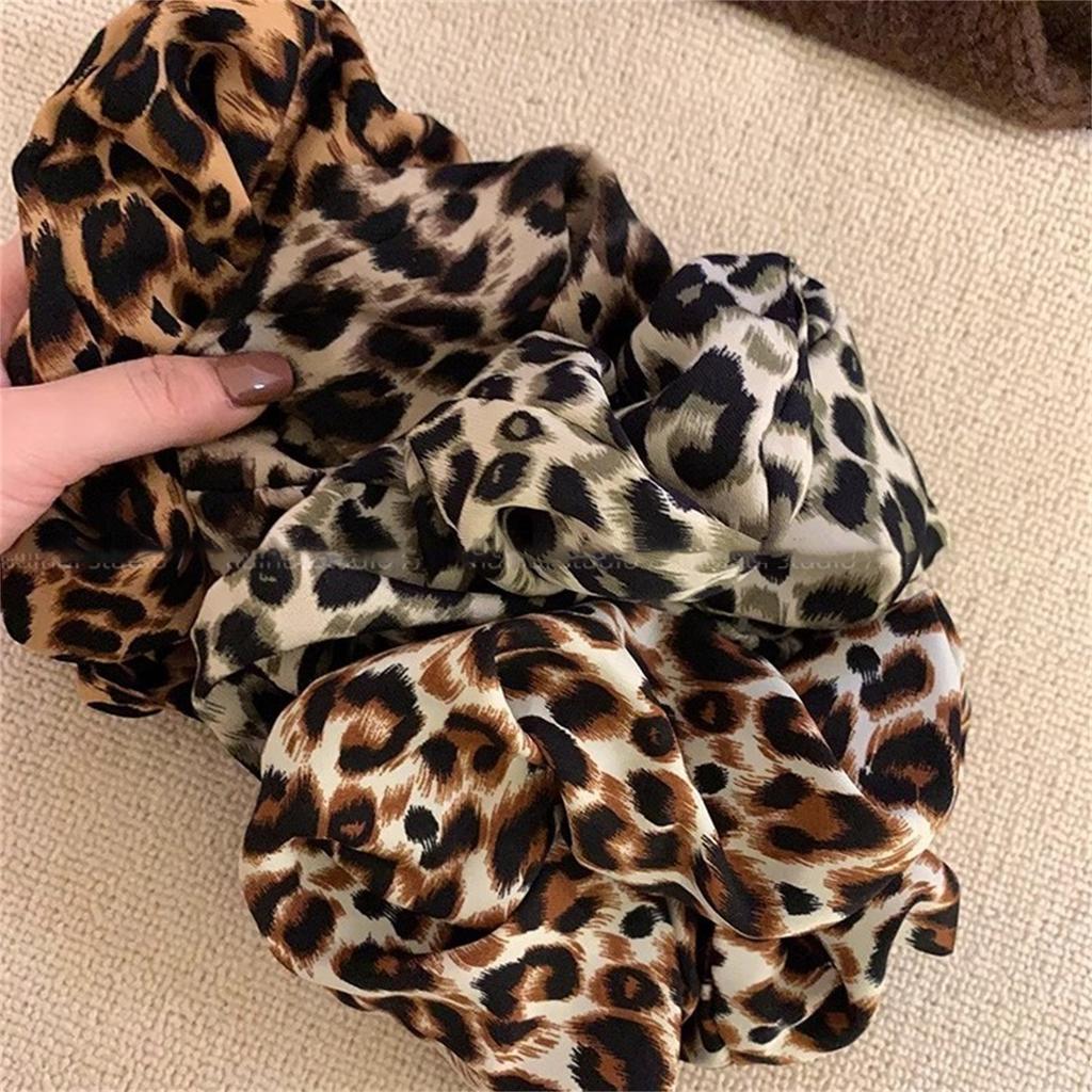 Scunchi-uri elegante cu imprimeu leopard, elastice de păr confortabile, accesorii de styling pentru păr pentru femei și fete