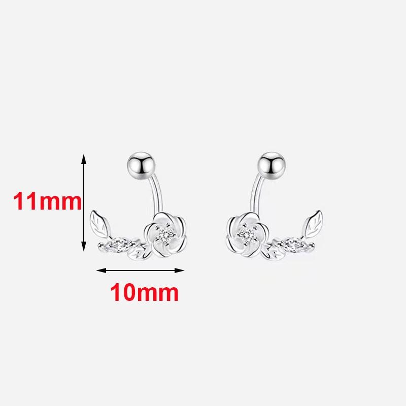 925 Silver Needle Zircon Flower Bead Screw Plant Stud Earrings For Women Classic Jewelry Light Accessories