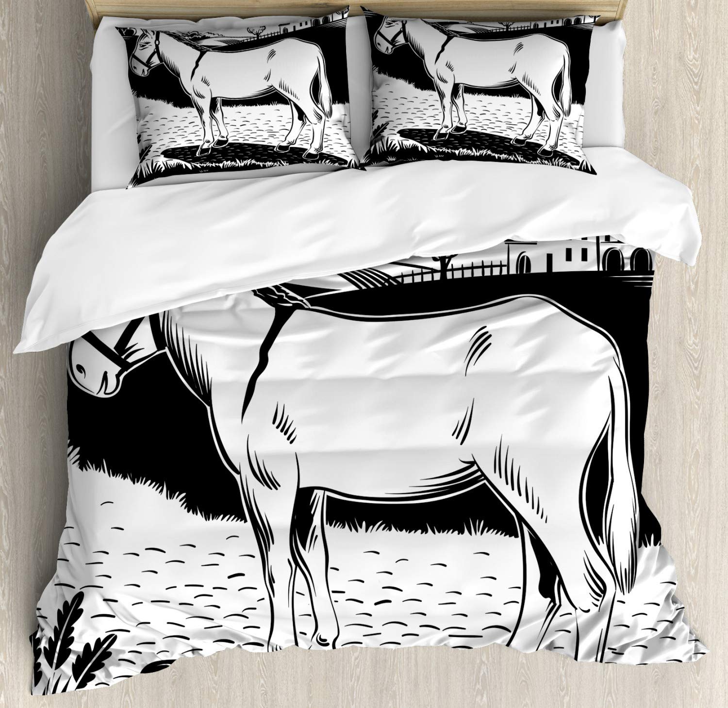 

Comforter Donkey Cartoon Donkey With Hee Haw Text Funny Domestic Animal Portrait King Size Twin Bedding Set For Kids Teens Comforter (quilt)-EU Single(135*200cm)3pcs