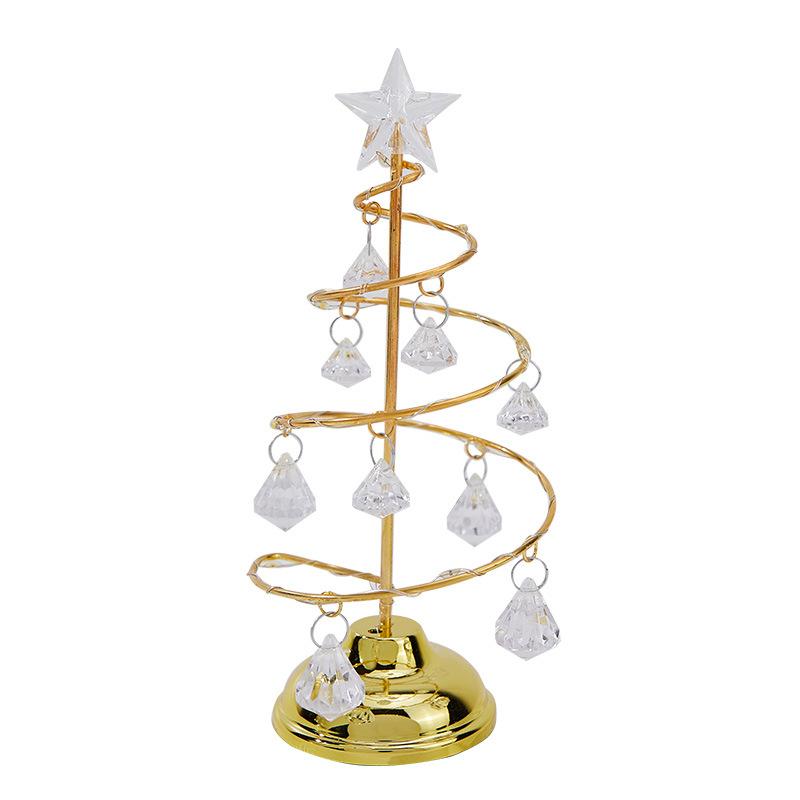 Crystal Christmas Tree Lamp Night Lights Battery Operated Desk Table Lamp Decorative Iron Tree for Living Room Bedroom
