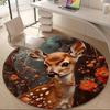 1PC Deer Blossom Office Round Area Rug, Indoor Mat Suitable ForOffice, Under Office Chairs Bedroom Living Room Home Decor, Room Deco G087