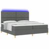 LED Box Spring Bed with Headboard Dark Grey 200 X 200 Cm Fabric