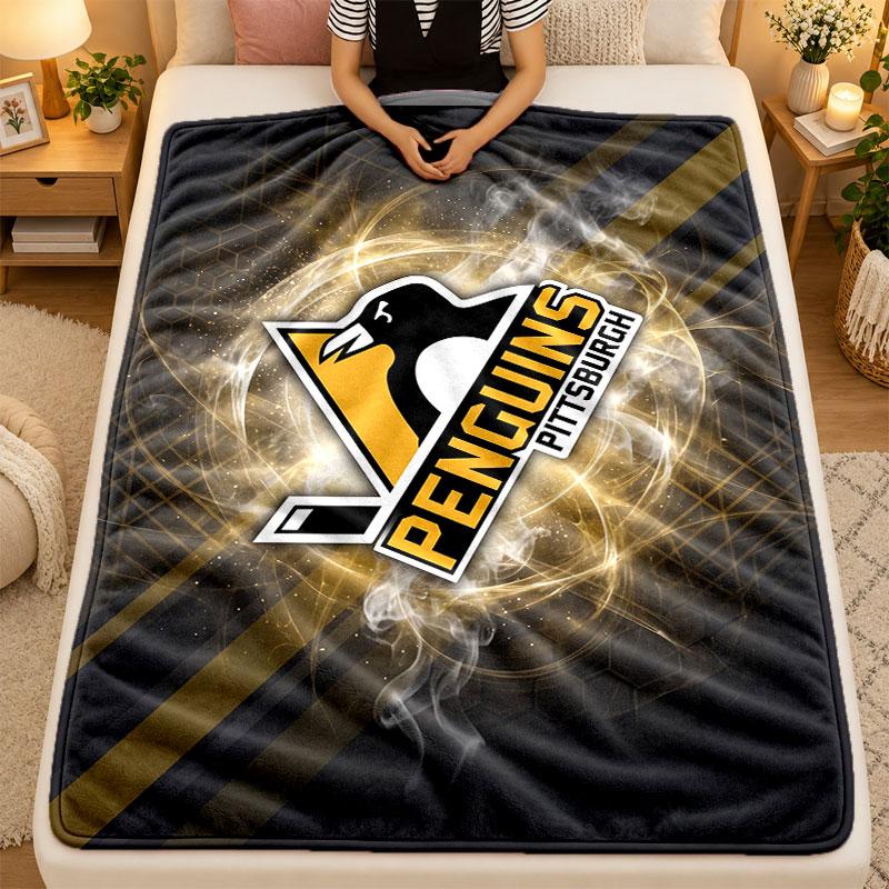 Flannel BlanketPittsburgh Penguins Warm Soft Throw Blanket for Indoor Sofa Bed Living Room Use