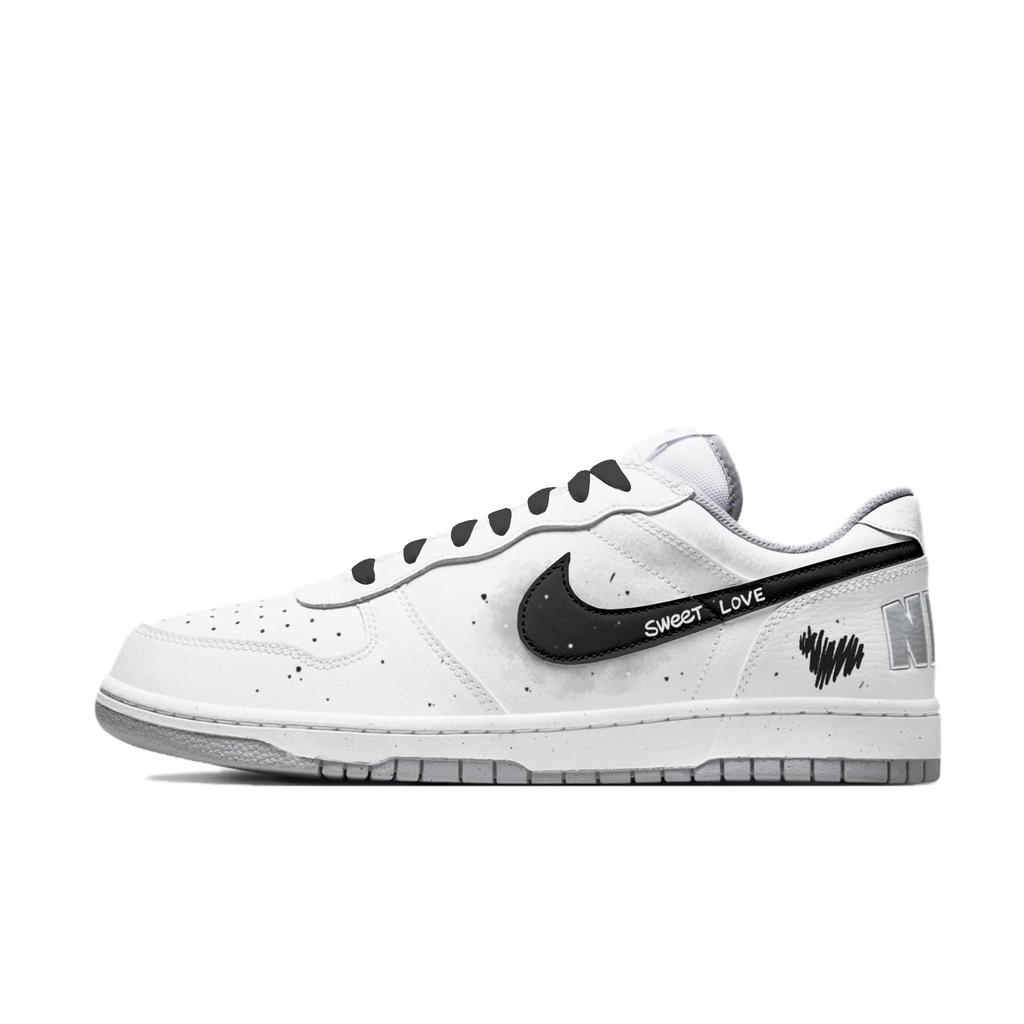 Nike Big Black White Meander Abrasion Resistant Breathable Abrasion Resistant Breathable Low top Skateboard Shoes Men's 355152-106(Team392-)