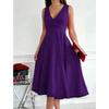 Women's Sleeveless V-Neck Wrap Front Cocktail Midi Dress