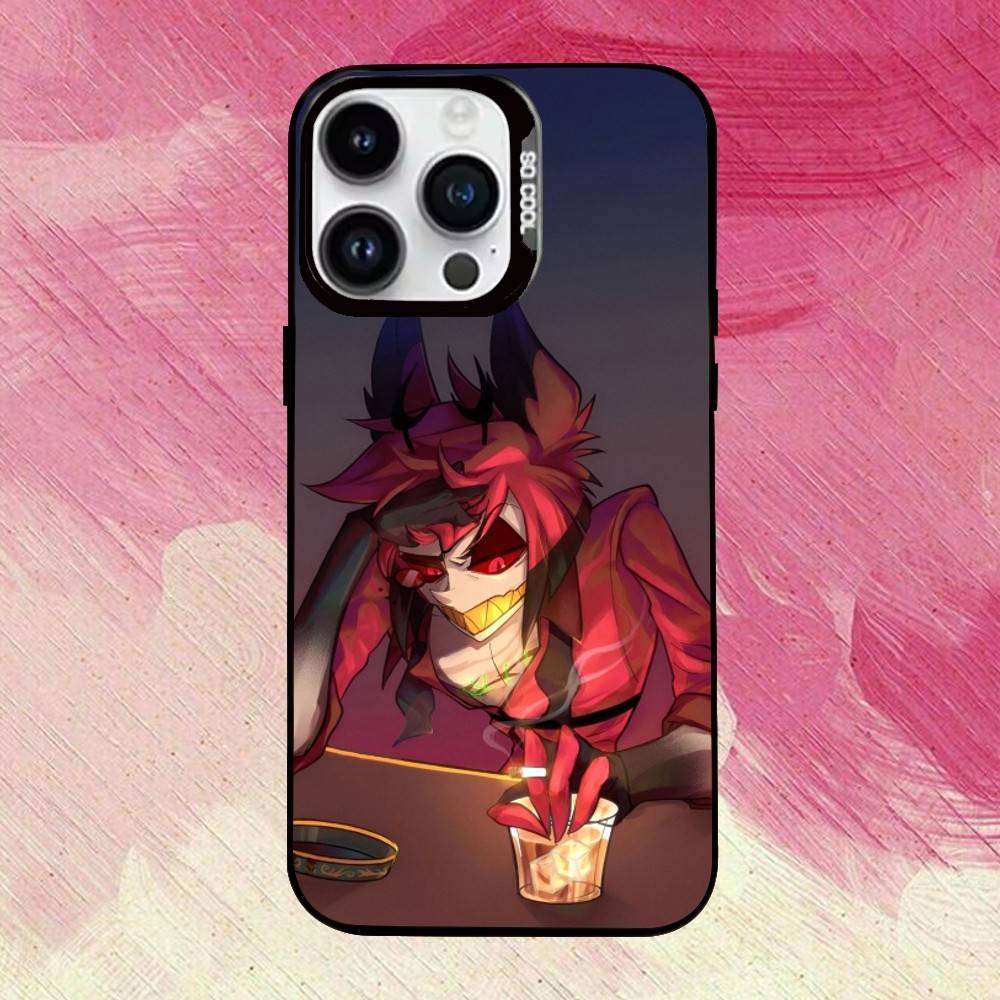 H-Hazbin H-Hotel A-Alastor Phone Case For iPhone 17,16,15,14,13,12,11 Plus,Pro Max,XS,Colored Silver Plated Inside Cover