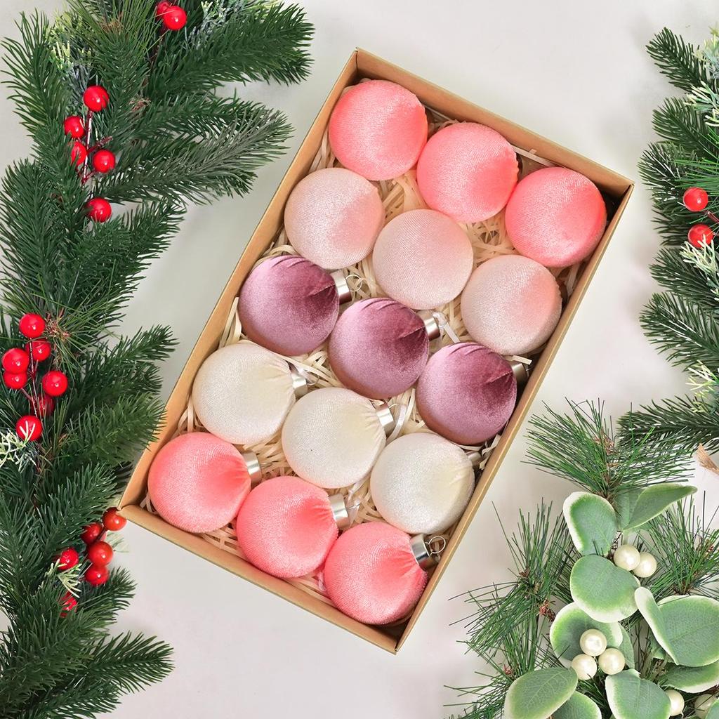 Flocked Plush Christmas Ball Ornaments for Tree Decorations