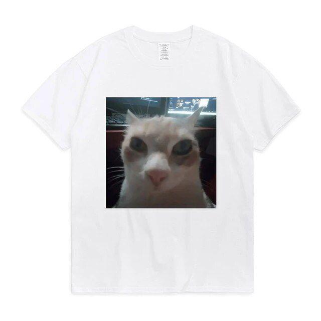 Funny El Gato Meme Sad Crying Cat Munchkin Kitty Meme Trendy Graphic Tshirt Men Women Harajuku Streetwear T-shirts Loose Tee7789