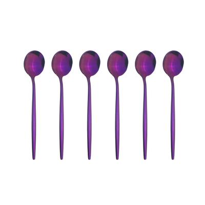 6Pcs Purple Coffee Tea Spoon Dinnerware Set Western Stainless Steel Cutlery Set Dinner Small Spoon Tableware Kitchen Silverware