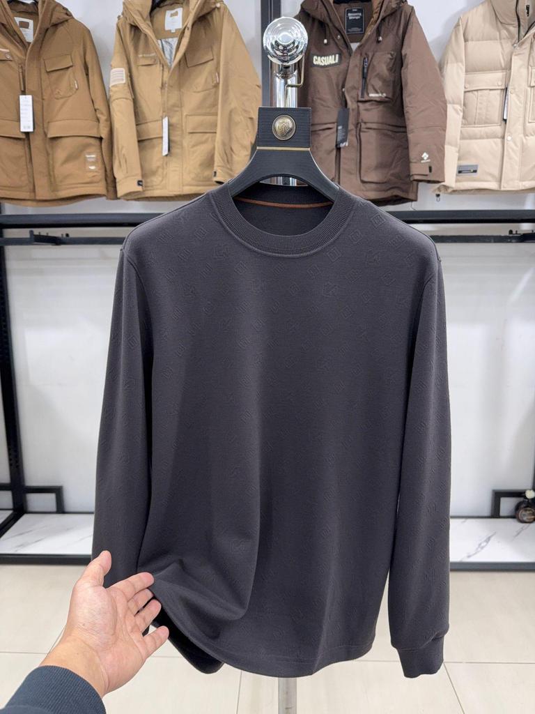 Dou Jia Minimalist Men's Round Neck Knit Sweater - Dark Gray, Warm, Versatile, Long Sleeve, Tagged 0120